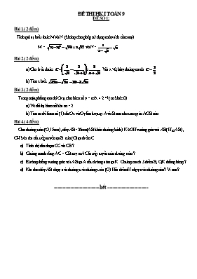 20 Đề thi HK I Toán 9